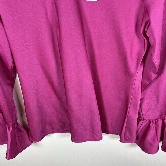 J Crew Blouse Women's Medium Pink Winter Garden Shirt Ruffle Sleeve Top NWT - Picture 4 of 10